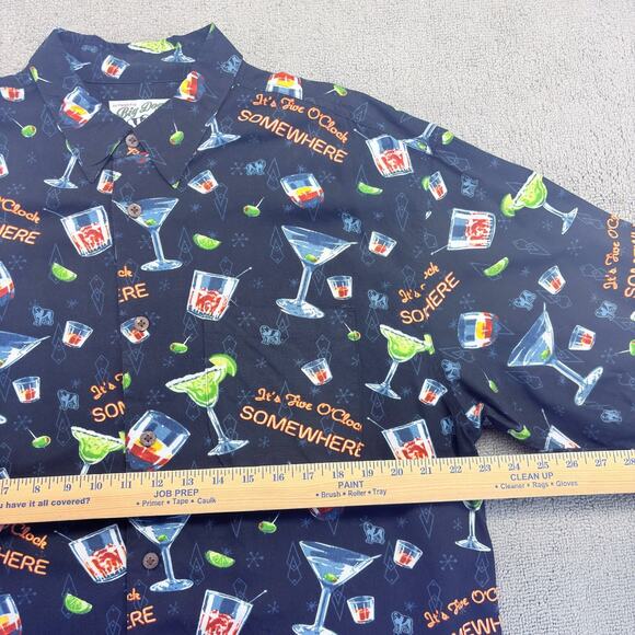 Big Dogs Hawaiian Shirt Men's Large Black "It's 5 o'clock Somewhere" Beach Party - Picture 5 of 6
